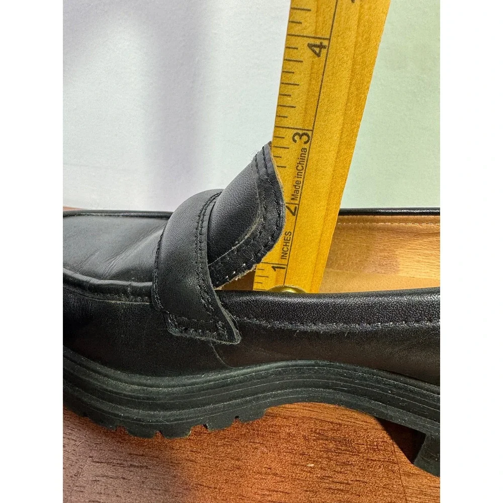 Madewell The Bradley Lugsole Loafer Size 8 Black Leather Chunky Penny Loafers